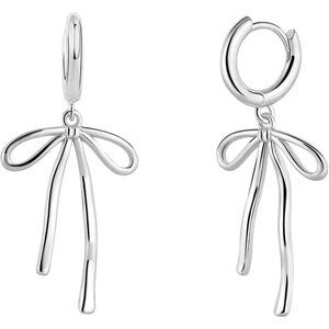 Heart-Designed Huggie Hoop Earrings - Dainty Gold Bow Drops, Perfect Gift Choice